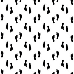 Human footprints seamless pattern. Texture with black foot silhouettes. Creative minimalist style art background for children or trendy design with basic shapes.