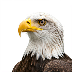 american bald eagle close up portrait  isolated on white