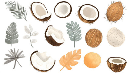 coconut on white background