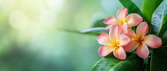 Obraz premium A field of lush green leaves hosts a vibrant collection of pink and yellow flowers under the sun