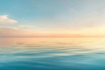 Fototapeta premium Calm Ocean Surface with a Softly Lit Sky at Sunset
