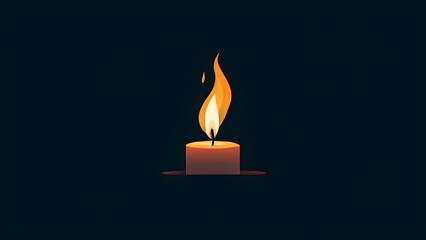 Fototapeta premium Minimalistic candlelight illustration, with just a glowing flame and a single line
