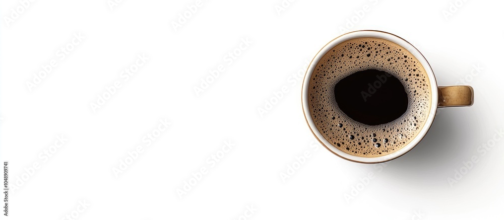Aufkleber black coffee in a coffee mug viewed from above isolated on a white background with clipping path. with copy space image. Place for adding text or design