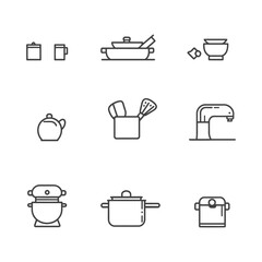 Line Art Icons of Kitchen Utensils and Appliances