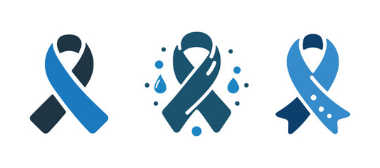 Blue Ribbon Icon Set Vector Art & Illustration