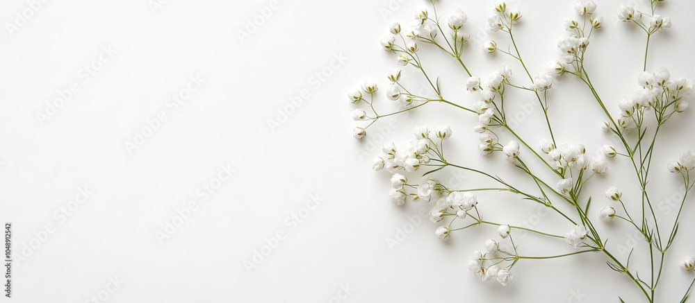 Poster lovely gypsophila flowers on a white background. with copy space image. place for adding text or des