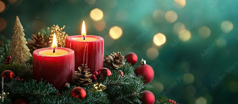 Aufkleber advent candles lit. with copy space image. Place for adding text or design