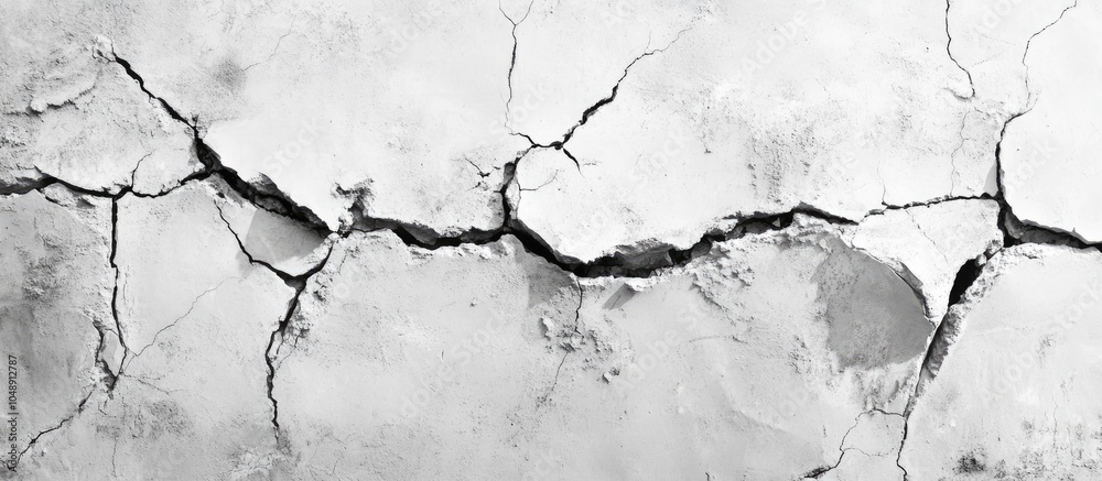 Aufkleber cracks in the aged plaster wall background monochrome. with copy space image. place for adding text 