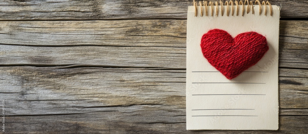 Poster note paper featuring a heart on a wooden background conveying love and valentine s theme with copysp