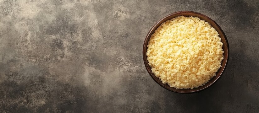 Sweet Rice also known as Zarda Pulao on a grey backdrop with copy space