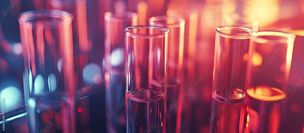 Poster Close up of test tubes in a rack in a laboratory. with copy space image. Place for adding text or design