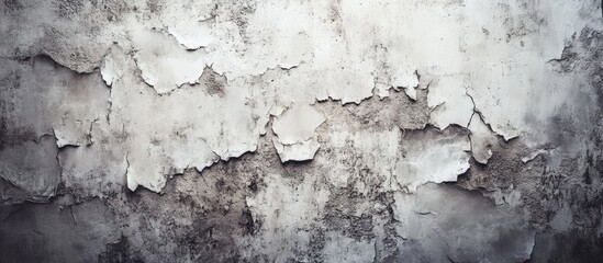 Obraz premium Weathered cement wall featuring flaking and peeling paint Abstract grunge wall texture backdrop Aged concrete wall with copyspace