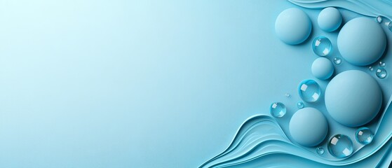  A blue background with bubbles of water at the top and bottom