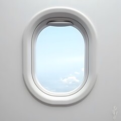 Obraz premium Airplane Window Frame on White Background – Travel and Aviation Concept