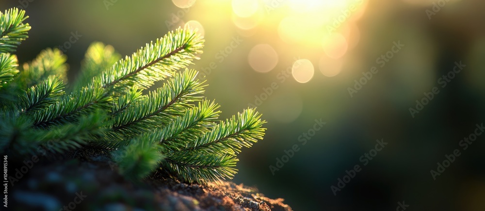Leinwandbilder young fir needles emerge in the spring. with copy space image. place for adding text or design