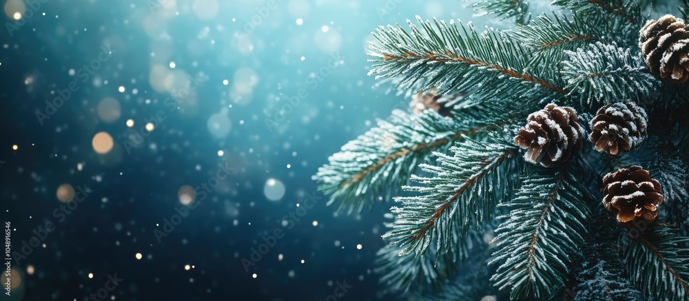 Poster Christmas greeting card featuring a fir tree and space for your holiday messages. with copy space image. Place for adding text or design
