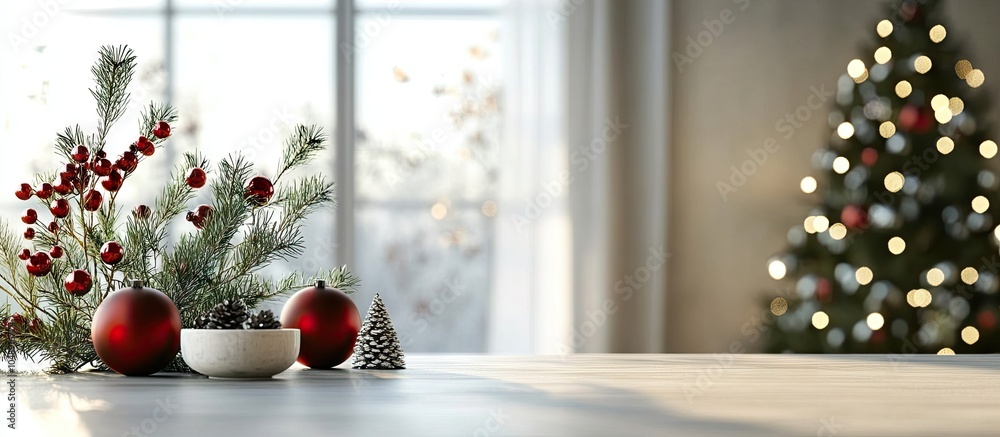 Aufkleber table background of available space and holiday season in home decor. with copy space image. place f