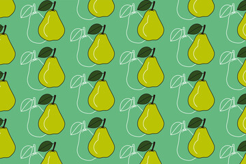 Pear with colorful pattern background