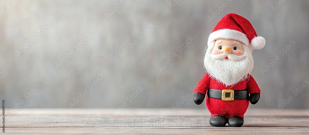 Poster santa doll figurine on a plain background simple minimalist christmas home decoration. with copy spa