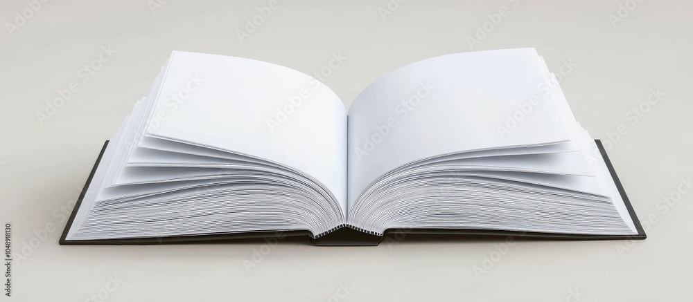 Poster Stack of open book featuring blank white pages Clipping path included. with copy space image. Place for adding text or design