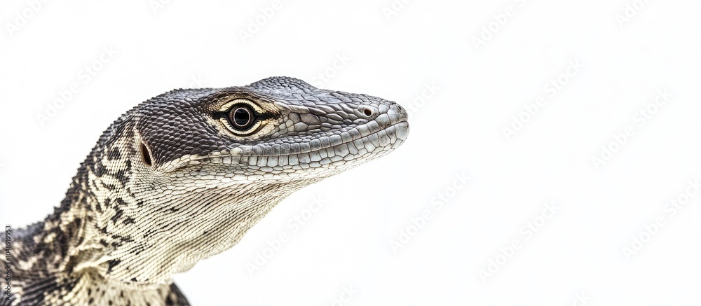 Poster Timor Monitor Lizard Varanus timorensis against a white background. with copy space image. Place for adding text or design