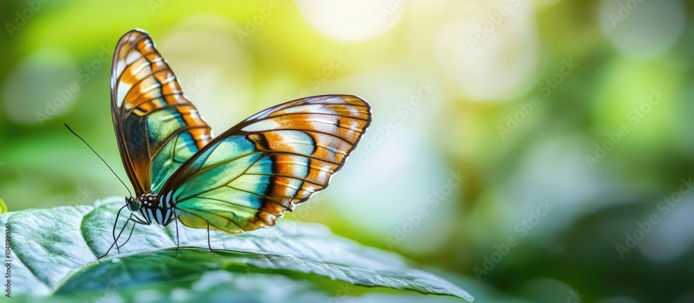 Leinwandbilder Close up of a Siproeta stelenes Malachite butterfly resting beneath a leaf. with copy space image. Place for adding text or design