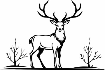 Elegant Deer Silhouette with Antlers