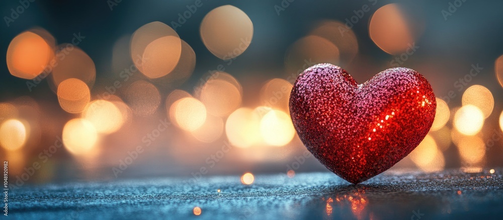 Aufkleber Valentine s heart against a bokeh background in focus. with copy space image. Place for adding text or design