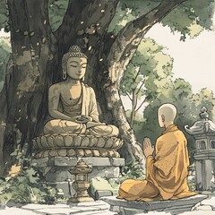 Fototapeta premium buddha statue at temple