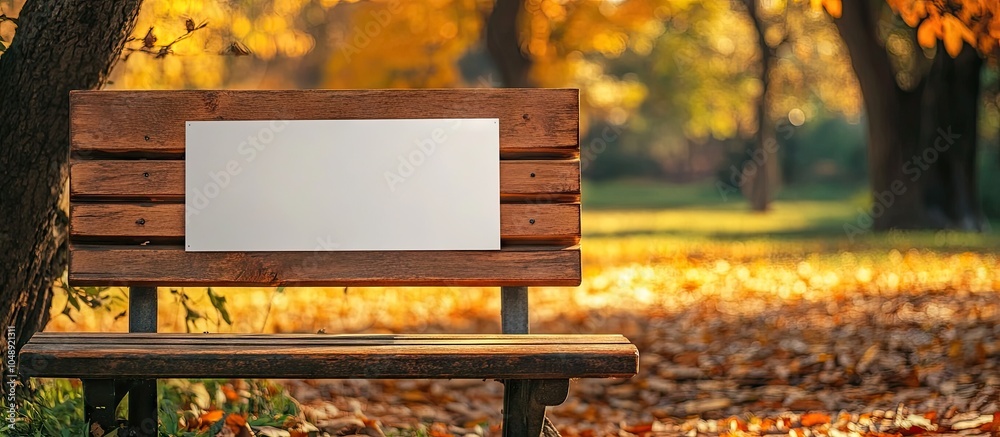 Leinwandbilder Blank sign with text space in a fall nature setting. with copy space image. Place for adding text or design