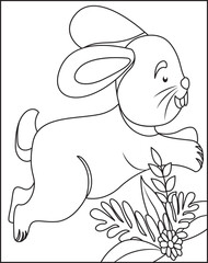 Rabbit Coloring Page For Kids Coloring Page Child Page Vector.