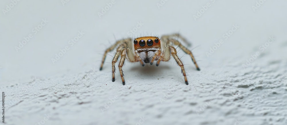 Aufkleber A tiny spider on the white wall. with copy space image. Place for adding text or design
