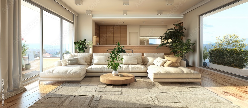 Poster roomy living room interior. with copy space image. place for adding text or design
