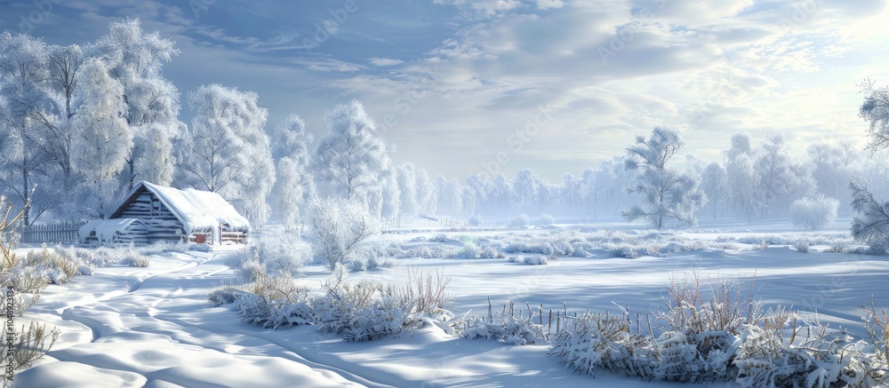 Leinwandbilder snowy scene in the countryside. with copy space image. place for adding text or design