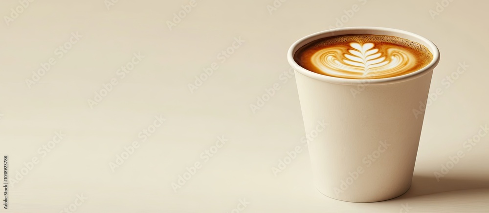 Aufkleber cappuccino coffee in a paper cup. with copy space image. place for adding text or design