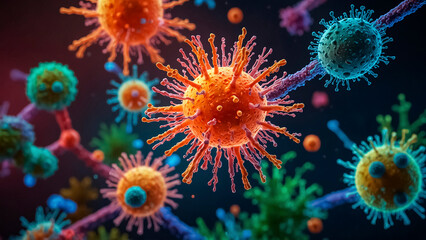 Obraz premium Close up illustration of viruses