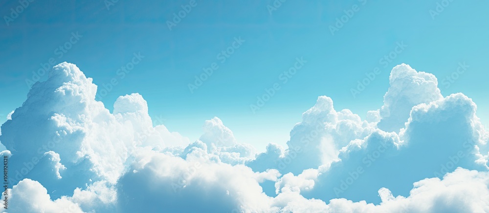 Fototapete white clouds in a blue sky. with copy space image. place for adding text or design