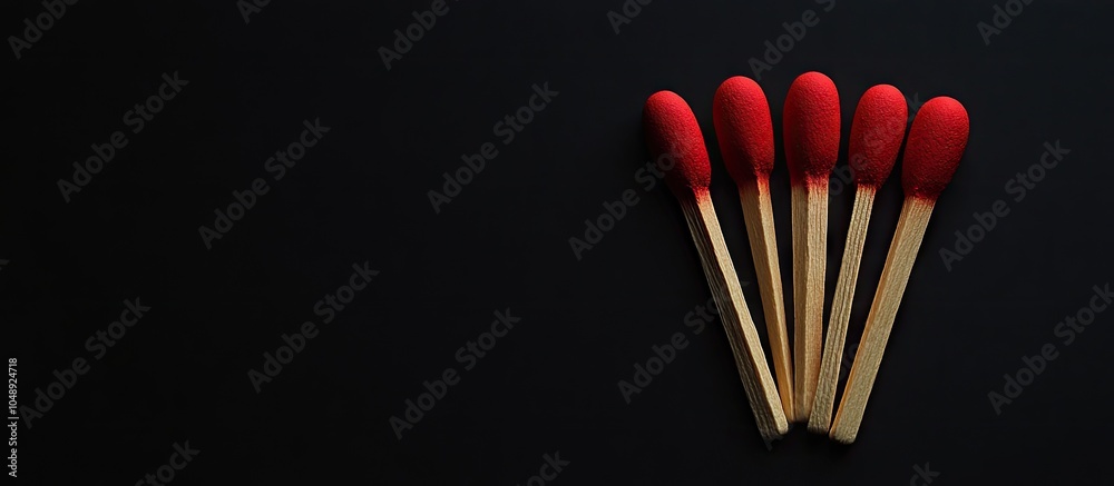 Aufkleber matches displayed on and off against a black background. with copy space image. place for adding tex
