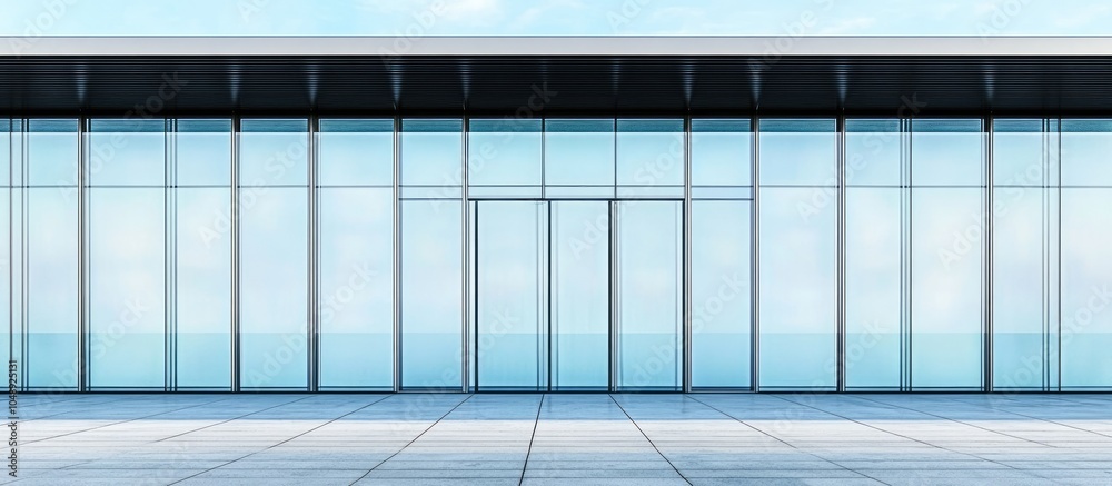 Poster glass facade of a contemporary office structure. with copy space image. place for adding text or des