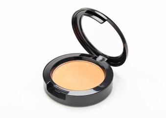 Close up of face powder on white background