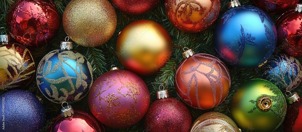Aufkleber colorful decorative ornaments for christmas. with copy space image. place for adding text or design