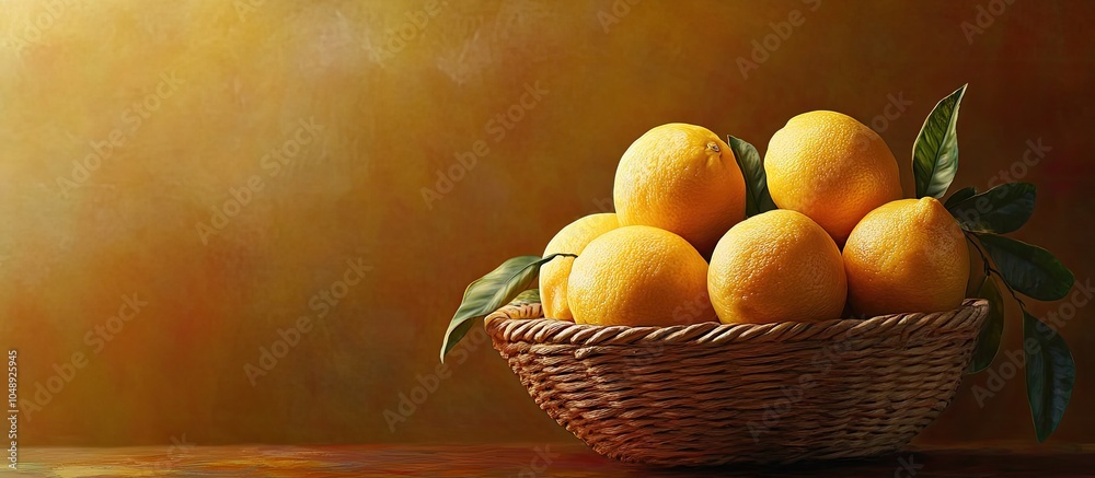 Poster lemons in a threshing basket. with copy space image. place for adding text or design