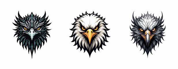 flat eagle head mascot logo design esport style with white isolated background. Aggressive American eagle logo. tech eagle logo