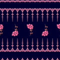 seamless geometric pattern with pink flowers