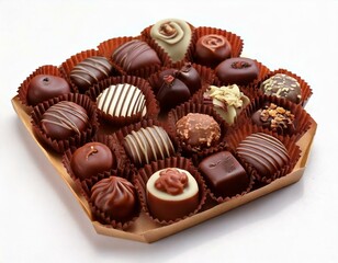 Obraz premium Freigestellte handgemachte Pralinen mit Blumen – Luxuriöse Valentinstagspralinen für Frühlingsangebote