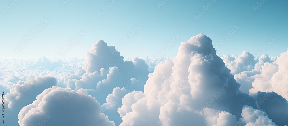 Aufkleber lush cumulus clouds with a blue sky background featuring copy space abstract style suitable for text