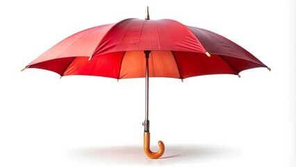 Red umbrella on white background, elegant design, isolated object, modern style