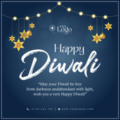 Happy Diwali post design, greetings banner design