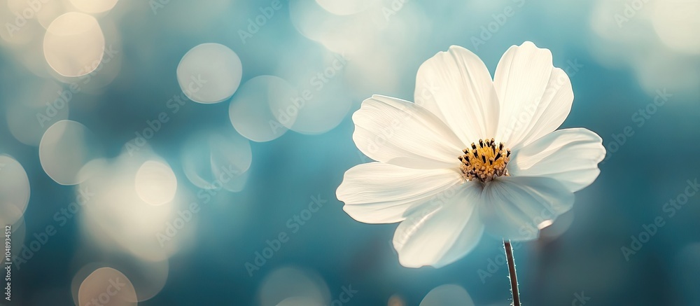 Leinwandbilder white flower set against a blurred background. with copy space image. place for adding text or desig