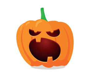 Halloween pumpkins set vector design. Halloween orange pumpkin with funny faces for holiday season spooky trick or treat collection isolated in white background.